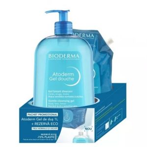 BIODERMA Atoderm Gel de Dus, 1L + Rezerva ECO Atoderm Gel de Dus, 1L