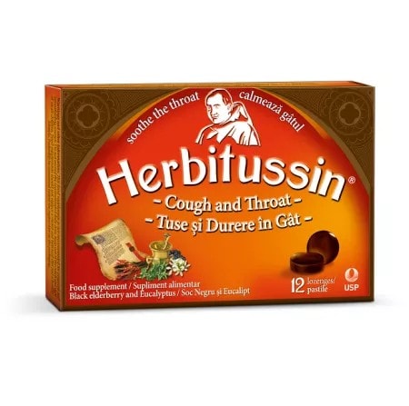 Herbitussin Tuse si Durere in Gat, 12 pastile, USP