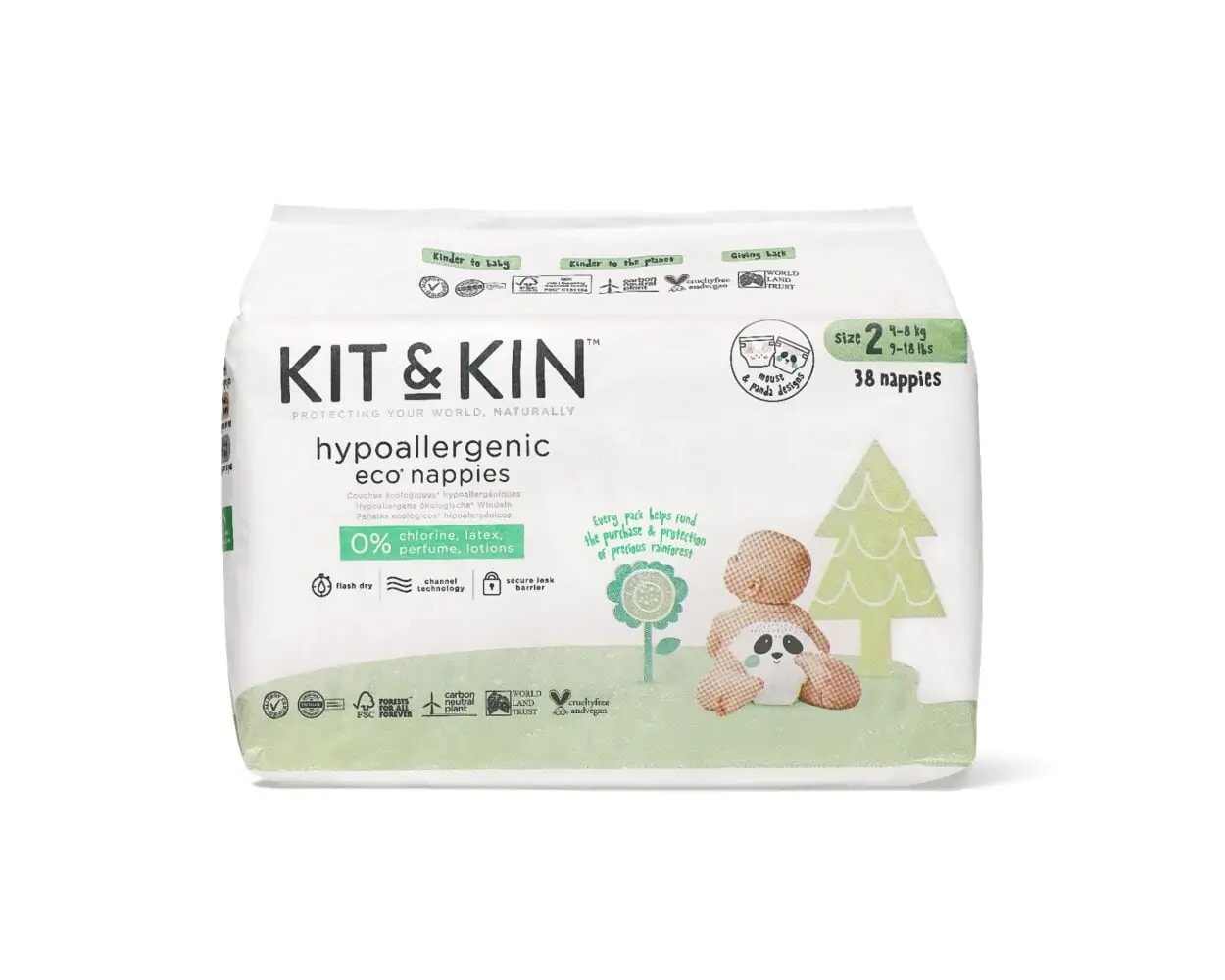 Scutece Hipoalergenice Eco, Marimea 2, 4-8 kg, 38buc, Kit&Kin