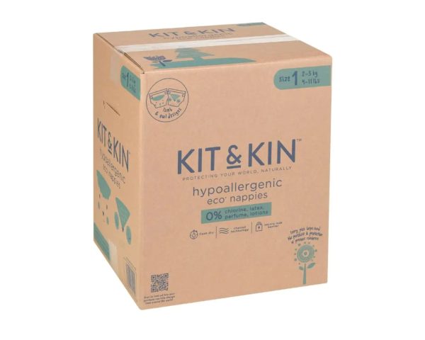Scutece Hipoalergenice Eco, Marimea 1, 2-5 kg, 152 buc,  Kit&Kin