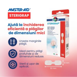 plasture-steril-suturare-fata-sterigrap-32x8mm-10-bucati-master-aid-O34387-farmacia-morpheus Plasture Steril Suturare Fata Sterigrap, 32x8mm, 10 Bucati, Master-Aid