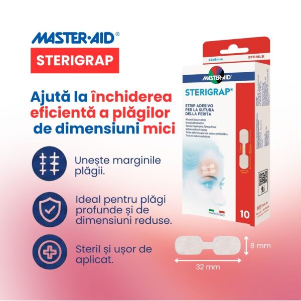 plasture-steril-suturare-fata-sterigrap-32x8mm-10-bucati-master-aid-O34387-farmacia-morpheus Plasture Steril Suturare Fata Sterigrap, 32x8mm, 10 Bucati, Master-Aid