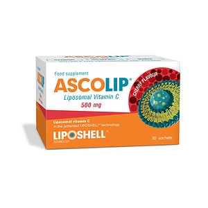 Ascolip 500mg Vitamina C Lipozomala Aroma de Cirese, 30 plicuri, Liposhell