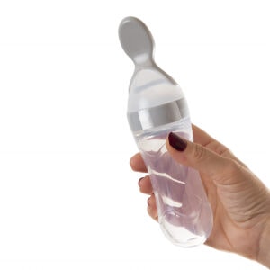 Lingurita cu Rezervor pentru Bebelusi cu Capac Protectie, Gri, 90 ml, BabyJem