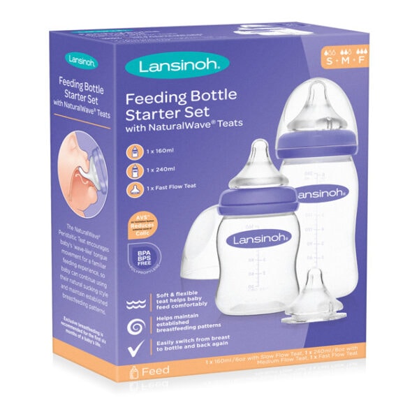 Set de Biberoane cu Tetina cu Flux Rapid, Lansinoh