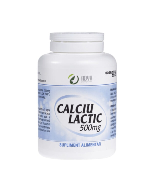 Calciu Lactic 500 mg, 50 comprimate, Adya Green Pharma