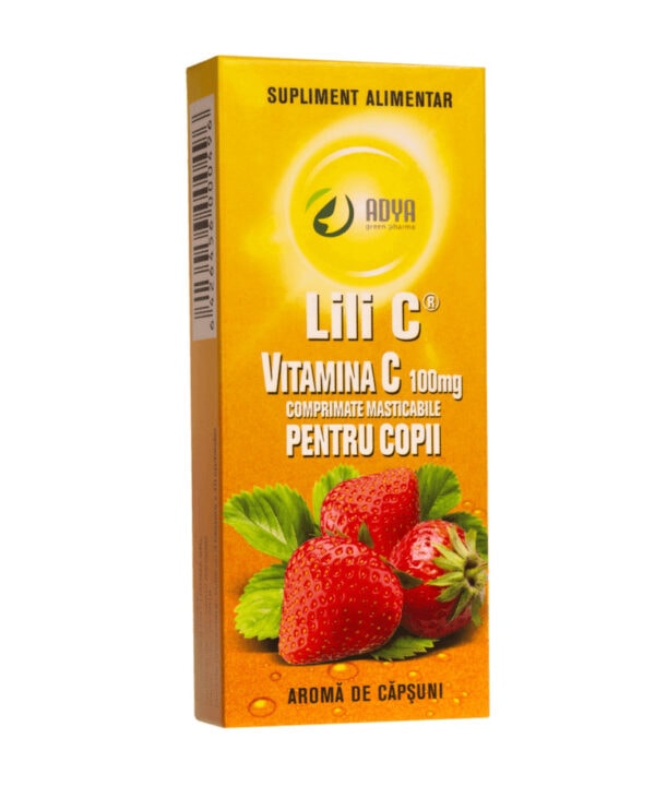 Lili Vitamina C Copii, 100mg, Capsuni, 30 comprimate, Adya Green Pharma