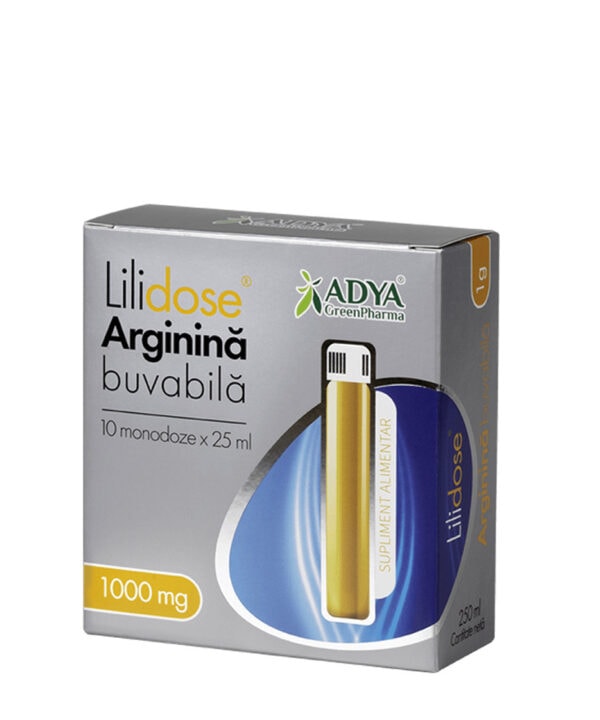 Lilidose Arginina Buvabila, 1000mg, Portocala, 25ml x10 monodoze, Adya Green Pharma