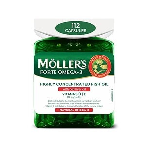 MOLLERS Omega 3 Forte, 112 capsule Omega 3 MOLLERS, 112 capsule, supliment alimentar pentru sănătate cardiovasculară.