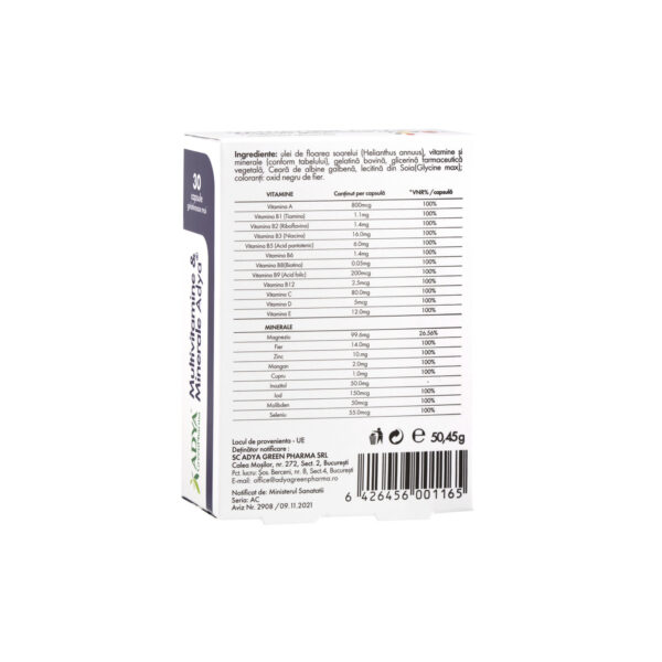 Multivitamine + Minerale, 30 Comprimate, Adya Green Pharma