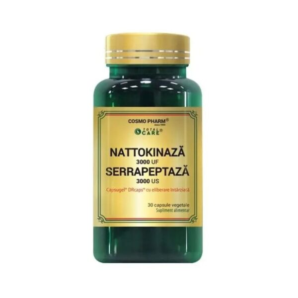 Capsule de Nattokinază și Serrapeptază pentru sănătate.