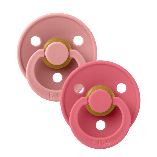 BIBS Set 2 Suzete Colour Dusty Pink/Coral, 0-6L (Size 1), Latex