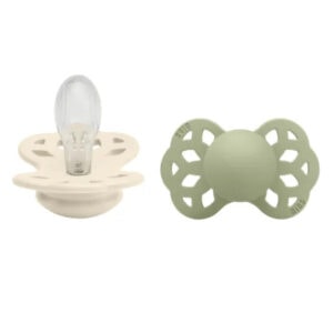 BIBS Set 2 Suzete Infinity Silicon Ivory/Sage, Tetina Simetrica, 6-18L (size 2)