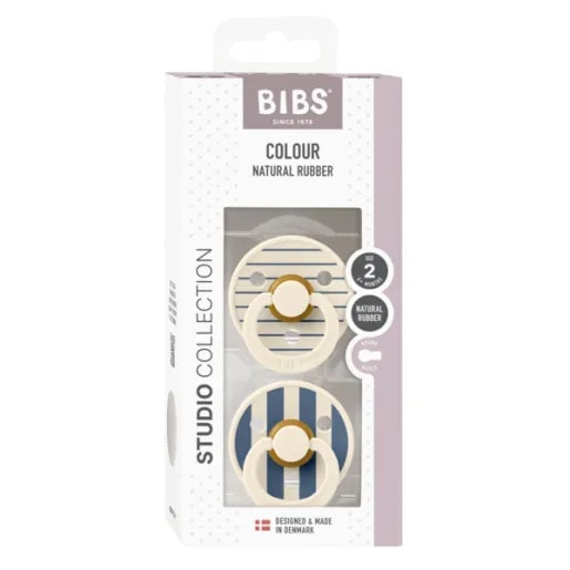 BIBS Studio Set 2 Suzete Colour Pin Ivory Steel Blue Mix, 6-18L (Size 2), Latex