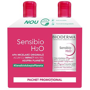 BIODERMA Pachet Sensibio H2O, 500 ml, + Sensibio H2O, 500 ml
