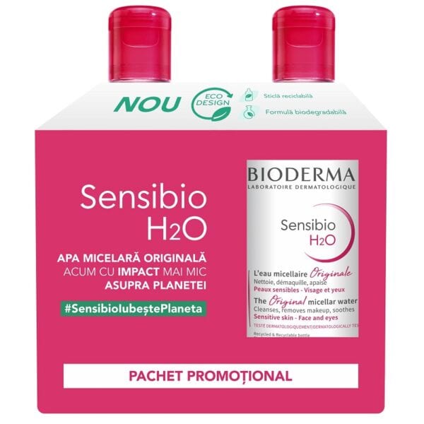 BIODERMA Pachet Sensibio H2O, 500 ml, + Sensibio H2O, 500 ml