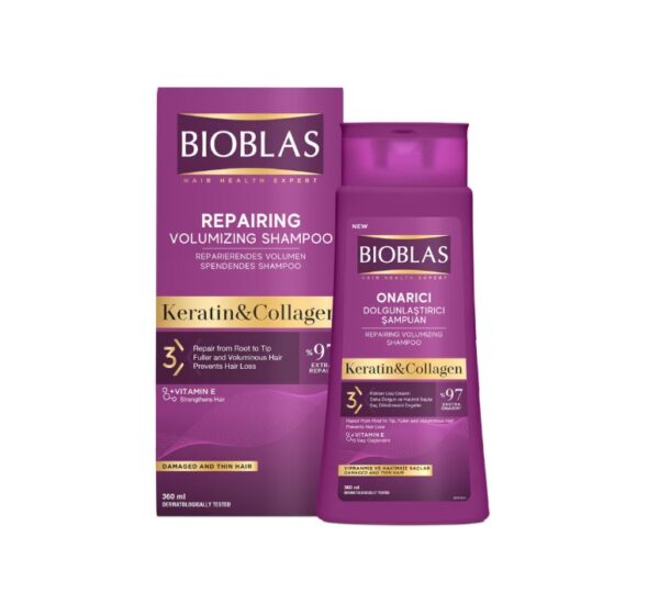 Șampon anticadere cu keratină și colagen pentru păr subțire, 360 ml, Bioblas.