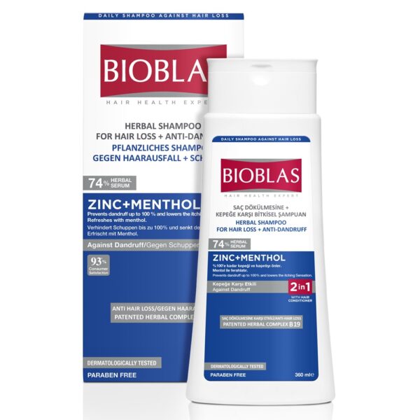Sampon Anticadere si Antimatreata, Zinc + Menthol, 360 ml, Bioblas