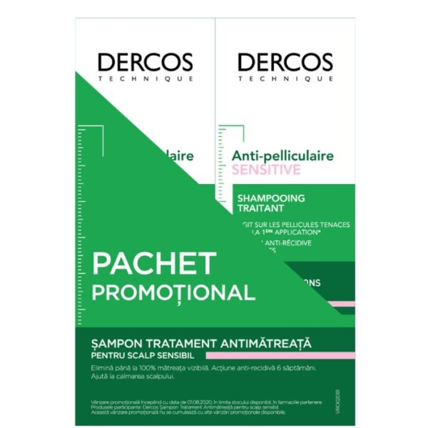 VICHY Dercos Sampon Antimatreata pentru Scalp Sensibil, 200 ml + 200 ml