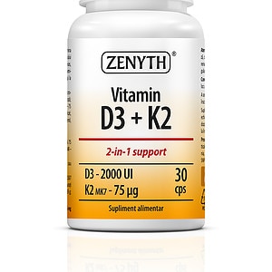 Vitamina D3 + K2, 30 Capsule, Zenyth