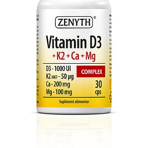 Vitamina D3 + K2 + Ca + Mg Complex, 30 Capsule, Zenyth