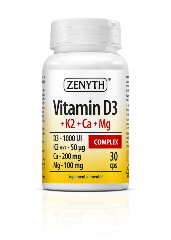 Vitamina D3 + K2 + Ca + Mg Complex, 30 Capsule, Zenyth