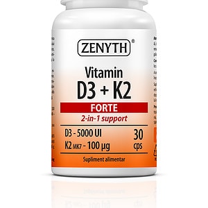 Vitamina D3 + K2 Forte, 30 Capsule, Zenyth