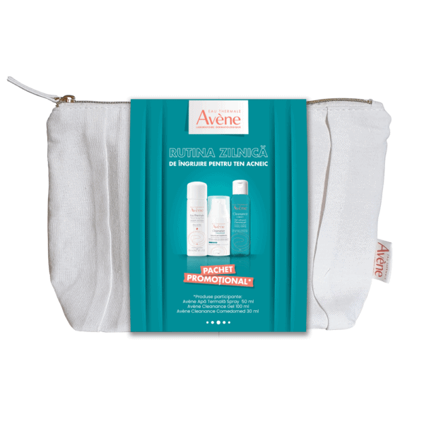 avene-cleanance-gel-x100mlcleanance-comedomed-x30ml-apa-termala-x50ml-borseta-o30959-farmacia-morpheus AVENE, Pachet Apa Termala Spray, 50 ml + Gel de Curatare Pentru Ten Gras cu Tendinta Acneica Cleanance, 100 ml + Concentrat Anti-imperfectiuni Cleanance Comedomed, 30 ml, 180 ml