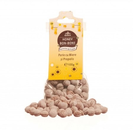 Bomboane Perle cu Miere si Propolis, 100 g, Apidava