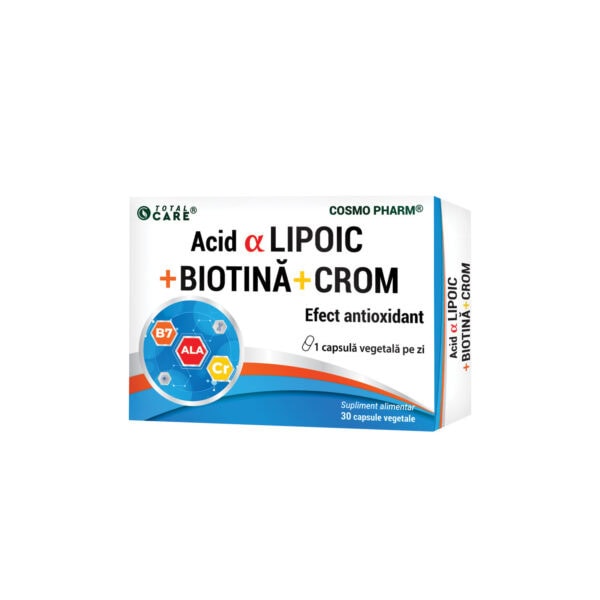 COSMOPHARM Acid Alfa Lipoic cu Biotina si Crom, 30 Capsule