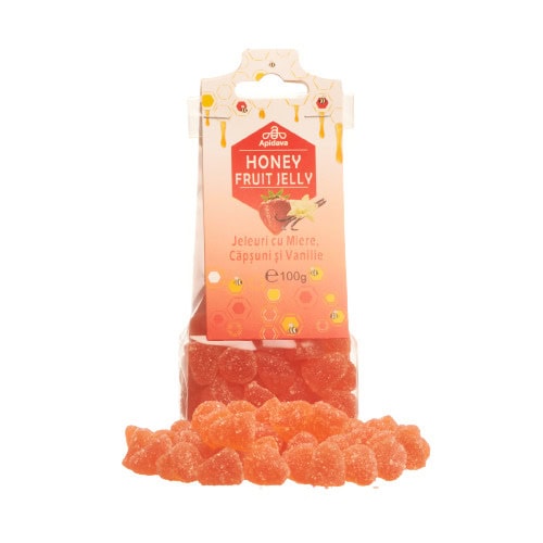 Jeleuri cu Miere Capsuni si Vanilie, 100 g, Apidava