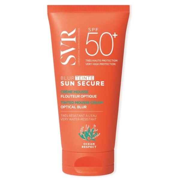 SVR Crema spuma nuantatoare pentru protecție solara cu SPF 50+ Nuanta Beige Rose Sun Secure Blur Hale, 50 ml