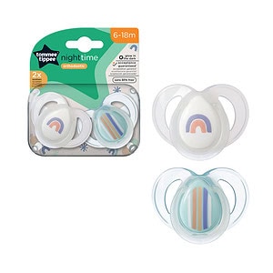 433532 GLOBAL NATURAL LATEX SOOTHER 0-6M 27.01.21_2 TOMME Suzeta Ortodontica de Noapte, TT0414, Curcubeu, 6-18 Luni