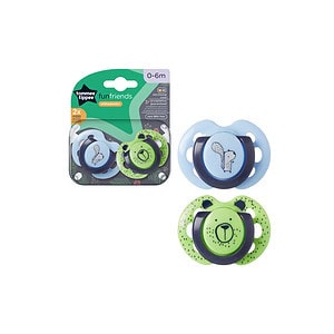 TOMME Suzeta Ortodontica Fun, TT0421, Albastru/Verde, 0-6L, 2 Bucati