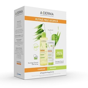 A-DERMA, Pachet Ulei de Dus Exomega Control, 500 ml + Crema Emolienta Exomega Control, 200 ml