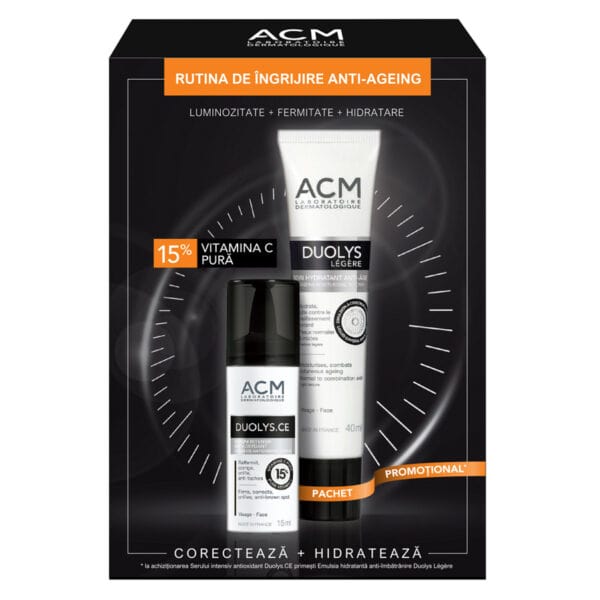 ACM Pachet Duolys C.E. Ser Intense Antioxidant cu Vitamina C, 15 ml + Crema Hidratanta Antiage Legere, 40 ml