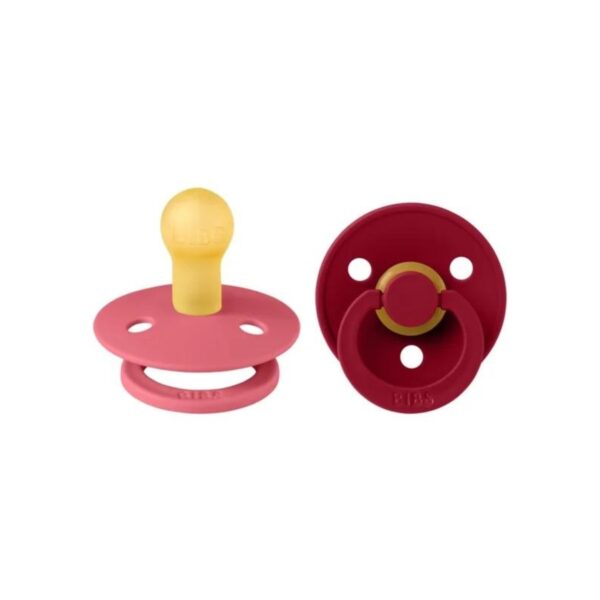 BIBS Set 2 Suzete Colour Coral/Ruby, 0-6 L (Size 1), Latex