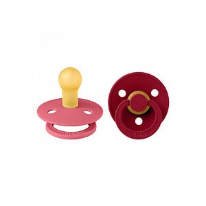 BIBS Set 2 Suzete Colour Coral/Ruby, 6-18L (Size 2), Latex