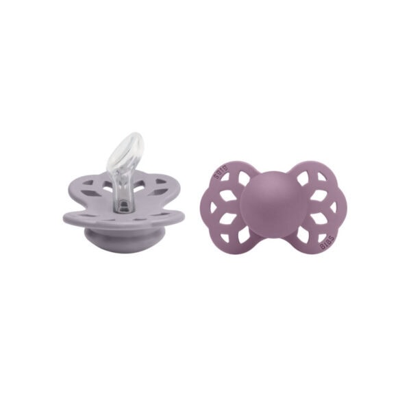 BIBS Set 2 Suzete Infinity Silicon Grey/Mauve, Tetina Anatomica, 0-6 L (size 1)