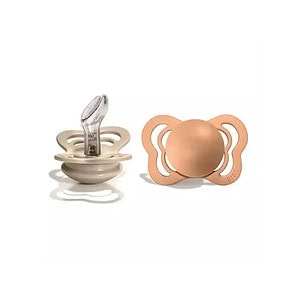 BIBS Set 2 Suzete Infinity Silicon Vanilla/Peach, Tetina Anatomica, 0-6L (size 1)