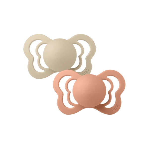 BIBS Set 2 Suzete Ortodontice Silicon Couture , Vanilla/Peach, 0-6 L (size 1)