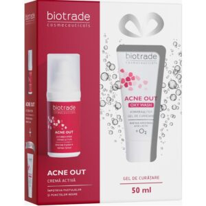 BIOTRADE ACNE OUT Pachet Crema Activa, 30 ml + Oxy Wash Cleansing Gel Mini, 50 ml