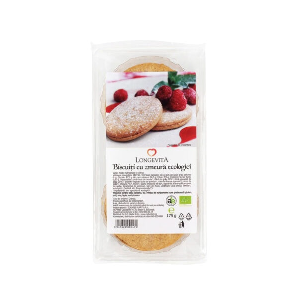 Biscuiti cu Crema de Zmeura Eco, 175g, Logevita