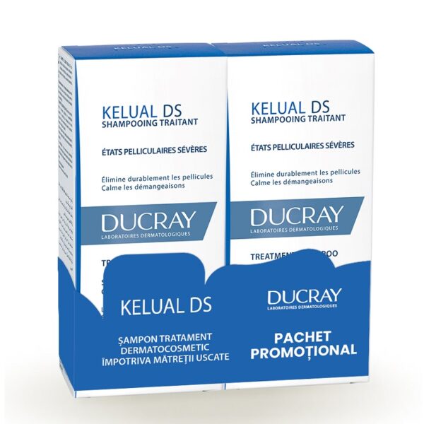 DUCRAY, Pachet Sampon Tratament Dermatocosmetic Anti-matreata Kelual DS, 100 ml + 100 ml