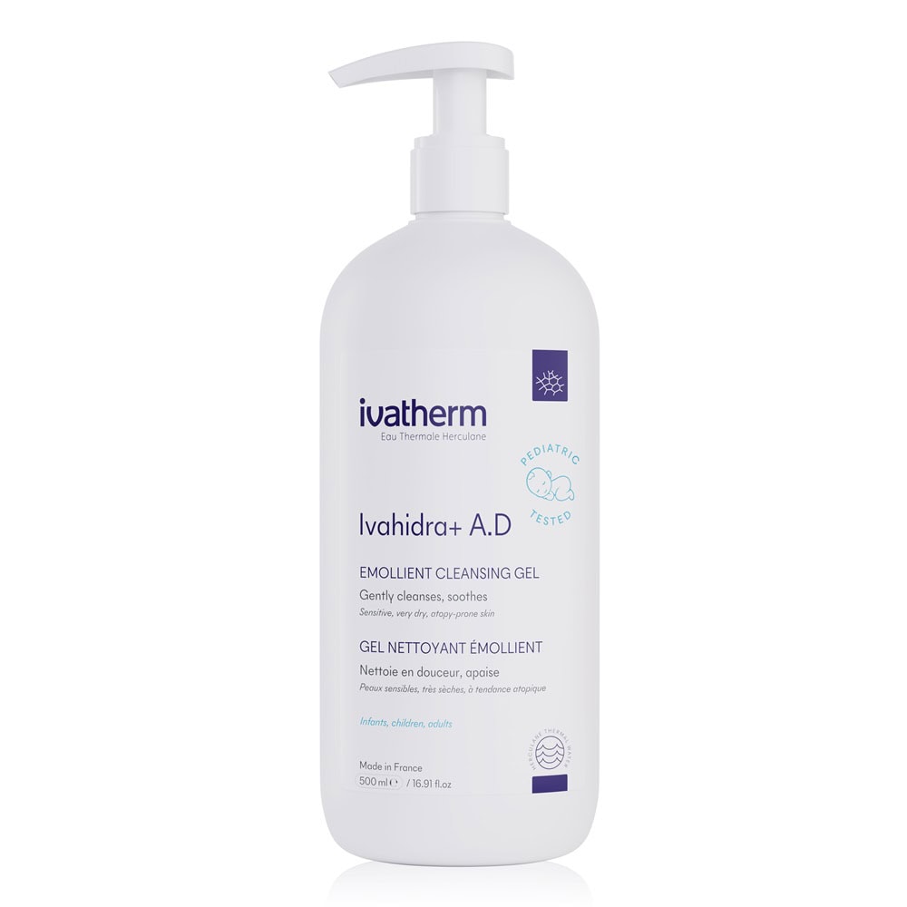 IVATHERM Gel de Spalare Emolient cu Efect Calmant Ivahidra+ A.D, 500 ml ...