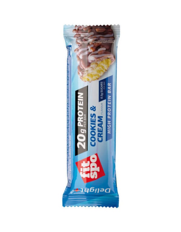 Baton Proteic FitSpo Delight 20 g Proteine, Fursecuri si Crema, 60 g