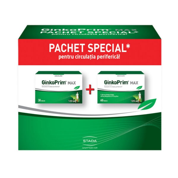 Pachet GinkoPrim Max 120 mg, 60 + 30 Tablete, Walmark