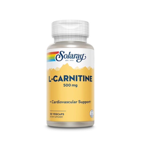 Carnitine Solaray 500mg Carnitine 500 mg pentru energie și suport cardiovascular.