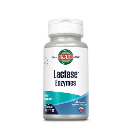 Lactase Enzime, 30 capsule Enzime lactase pentru digestia lactozei, 30 capsule.