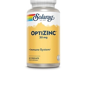 Supliment Solaray Optizinc 30 mg pentru susținerea sistemului imunitar, capsule vegane.